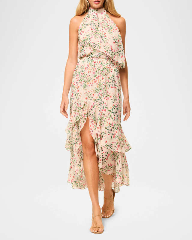 Seva Asymmetric Chiffon Midi Skirt